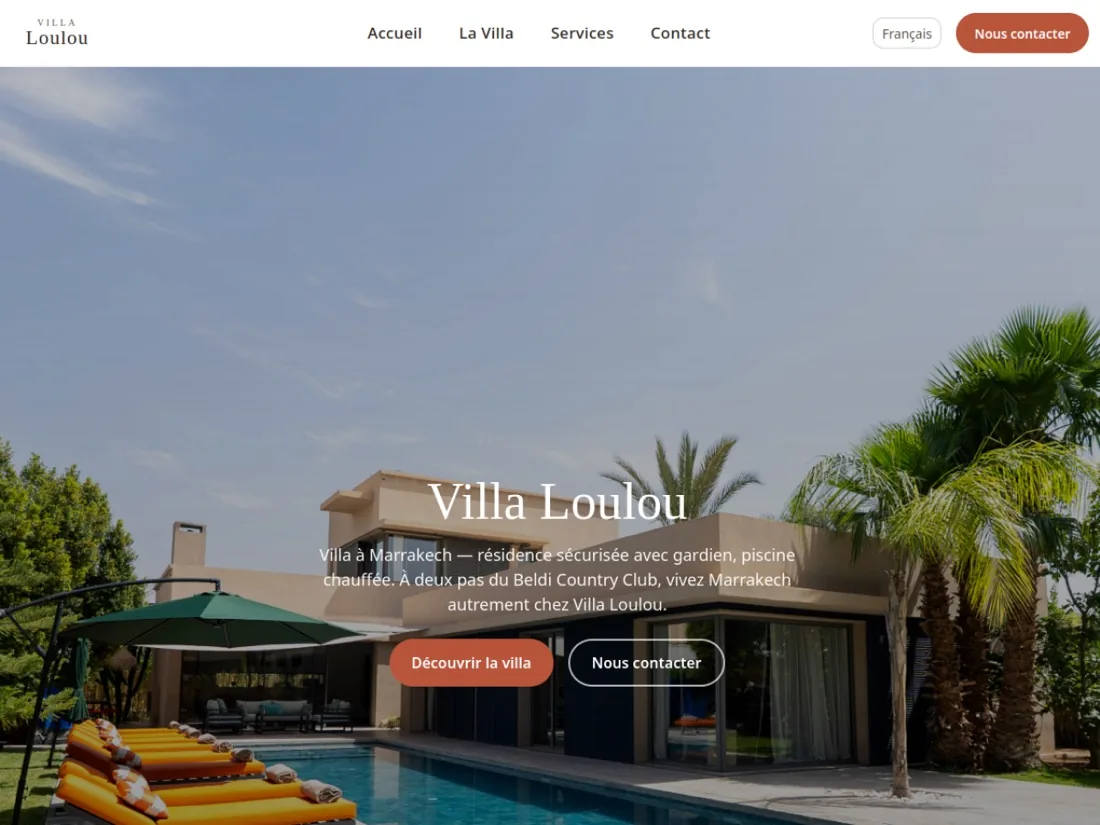 Site web de Villa Loulou, location de villa de prestige à Marrakech